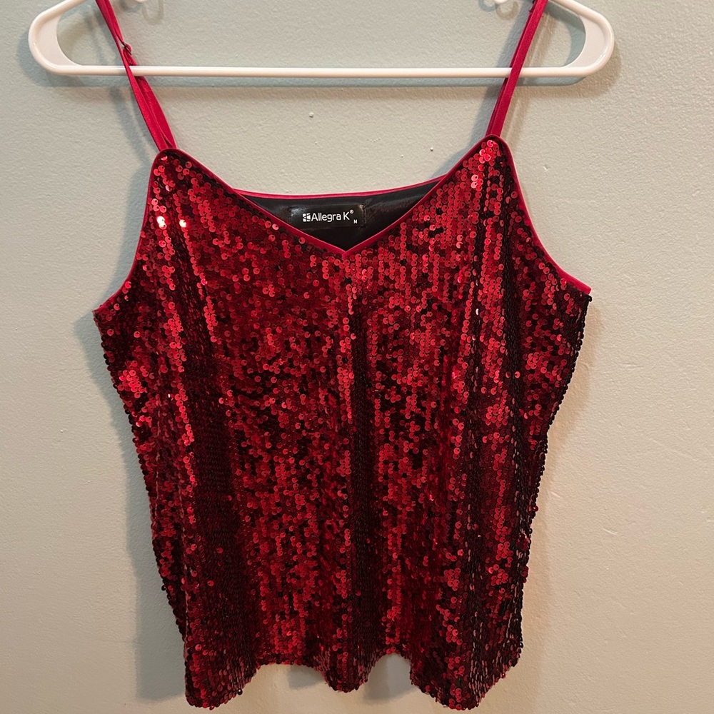 Allegra K Red Sequin Camisole